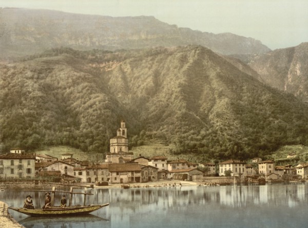 Waterfront, Lake Lugano, Campione, Italy, Photochrome Print, Detroit Publishing Company, 1900