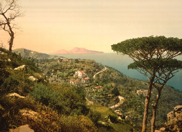 Capri Island viewed from Mount Sorrento, Italy, Photochrome Print, Detroit Publishing Company, 1900