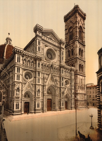 Cathedral and Campanile, Florence, Italy, Photochrome Print, Detroit Publishing Company, 1900