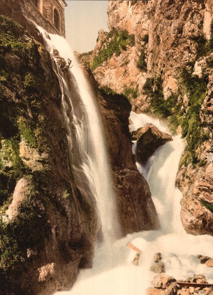 Ponale Waterfall, Lake Garda, Italy, Photochrome Print, Detroit Publishing Company, 1900