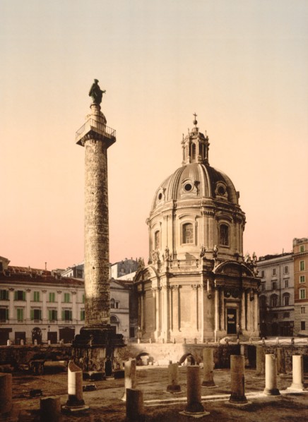 Trajan's Pillar, Rome, Italy, Photochrome Print, Detroit Publishing Company, 1900