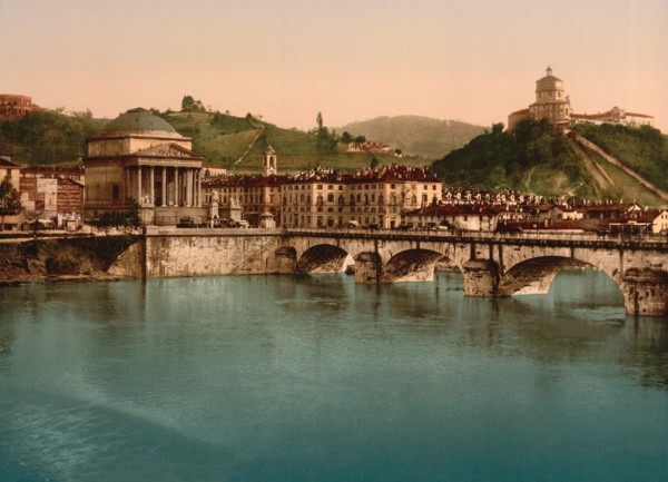 Churches of Gran Madre di Dio (left) and Monte dei Cappuccini (right), Turin, Italy, Photochrome Print, Detroit Publishing Company, 1900
