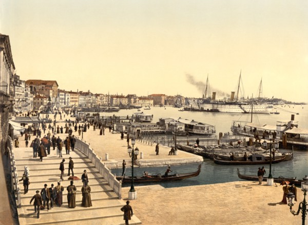 Harbor, Venice, Italy, Photochrome Print, Detroit Publishing Company, 1900