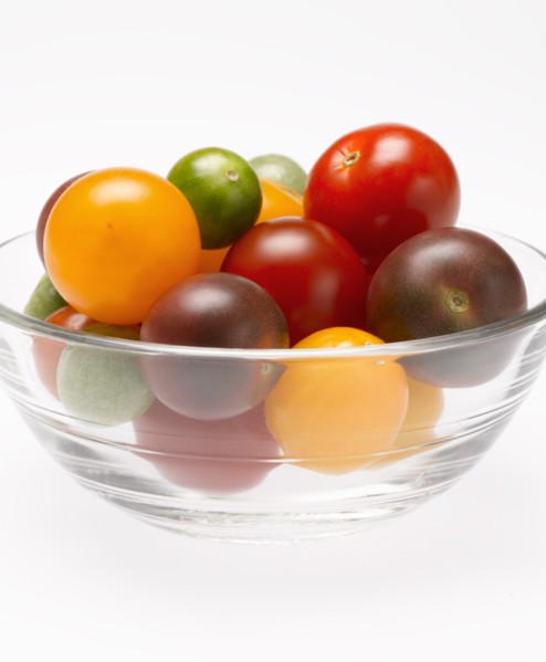 Bowl of Heirloom Cherry Tomatoes from Side