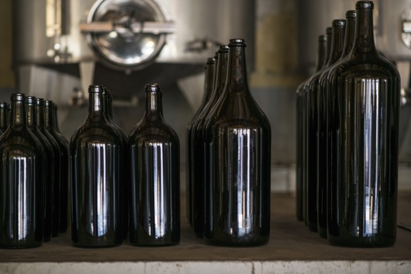 Wine Bottles of Various Sizes in Winery