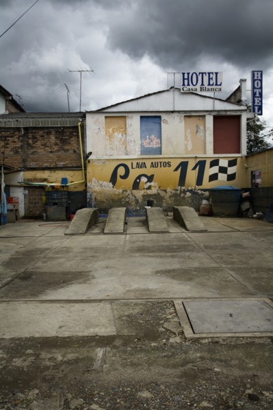 Colorful Outdoor Carwash With Dark Rain Clouds, Popoyan, Colombia
