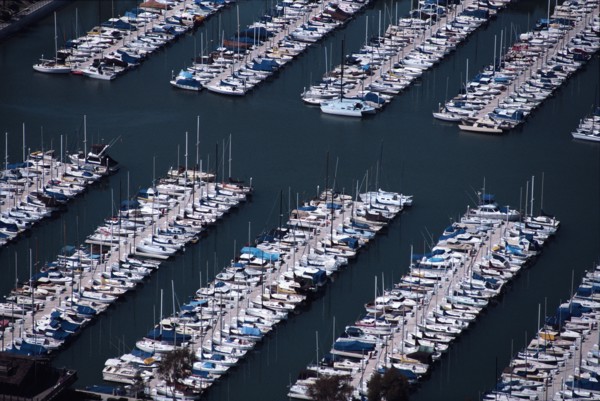 Rows of Boats in Marina, High Angle View