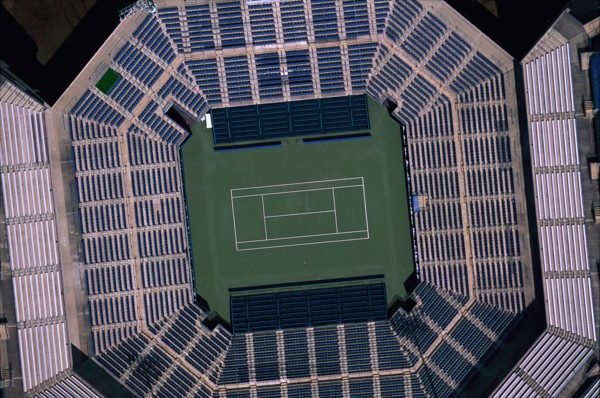 Empty Tennis Stadium, High Angle View