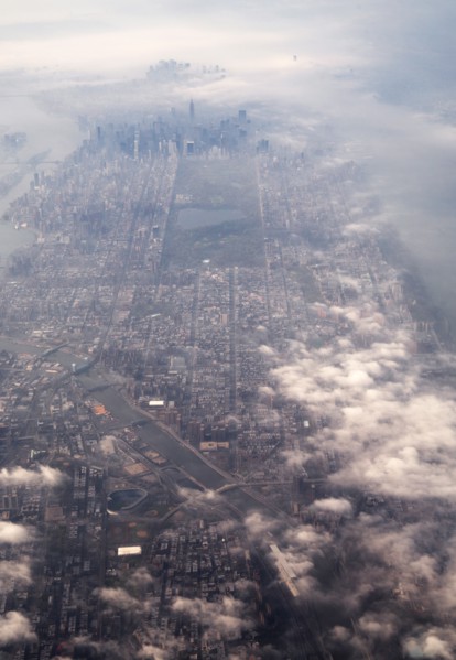 New York City, USA Through Clouds, High Angle View
