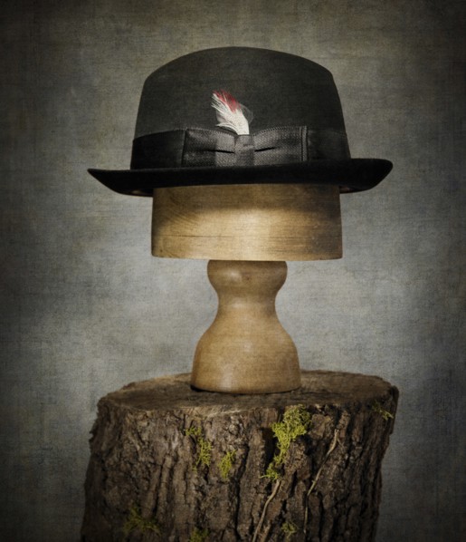Men’s Bowler Hat on Tree Stump