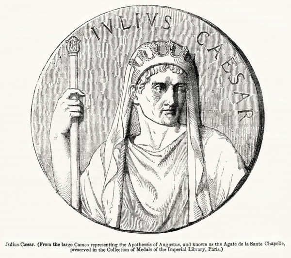 Julius Caesar (From the large Cameo representing the Apotheosis of Agustus, and known as the Agate de la Sante Chapelie, preserved in the Collection of Medals of the Imperial Library, Paris), Illustra...