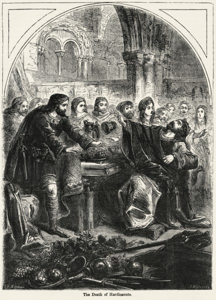 Death of Hardicanute, Illustration from John Cassell's Illustrated History of England, Vol. I from the earliest period to the reign of Edward the Fourth, Cassell, Petter and Galpin, 1857