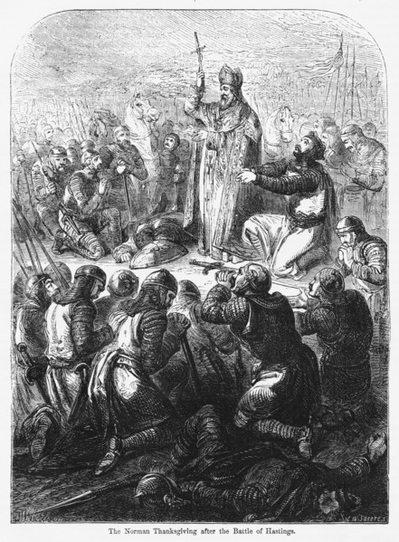 The Norman Thanksgiving after the Battle of Hastings, Illustration from John Cassell's Illustrated History of England, Vol. I from the earliest period to the reign of Edward the Fourth, Cassell, Pette...