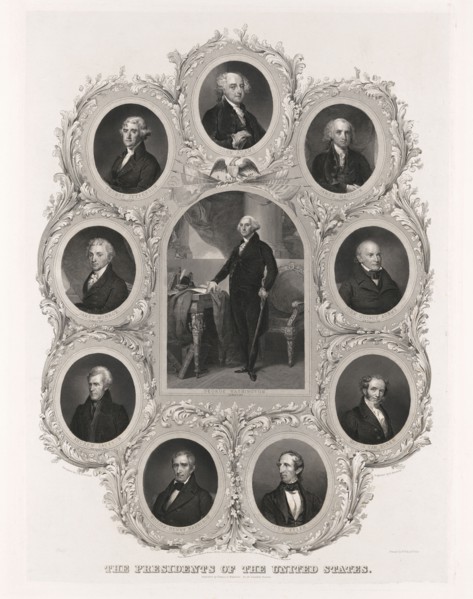 The Presidents of the United States, designed by C.H.H. Billings, Engraving by D. Kimberly, 1842
