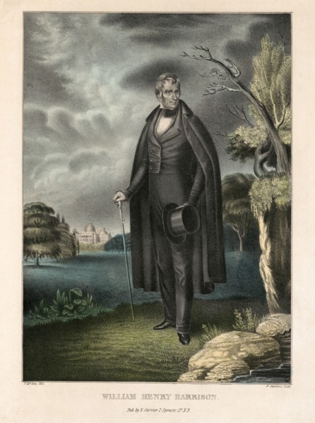 William Henry Harrison (1773-1841), Military Officer and Ninth President of the United States, Full-Length Portrait, Lithograph, Nathaniel Currier, 1841