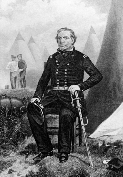 Major General Zachary Taylor, Seated Portrait in Uniform during Mexican-American War 1846-48, Engraving, C.M. Bell, 1870's