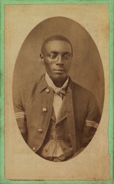 African-American Man, Possibly a Buffalo Soldier, Half-Length Portrait, Cantonment, Indian Territory, Mosser & Snell, 1860's