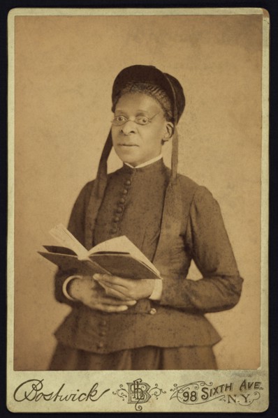 Three-quarter Length Portrait of African American Woman Posed with Book, by Harriet L. Bostwick, William A. Gladstone Collection of African American Photographs, 1880's