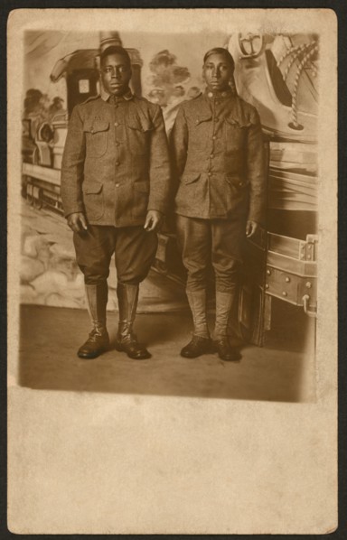 Full-length Portrait of Two African American World War I Infantry soldiers, William A. Gladstone Collection of African American Photographs, 1917-18