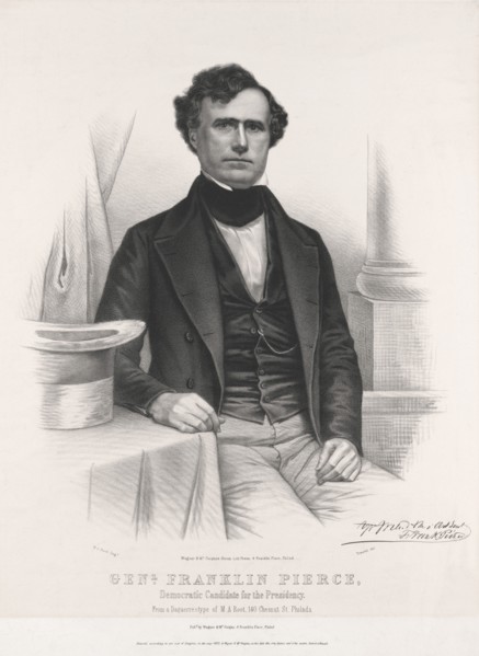 General Franklin Pierce, Democratic Candidate for the Presidency, Lithograph by Wagner & McGuigan from a Daguerreotype by MA. Root, 1852