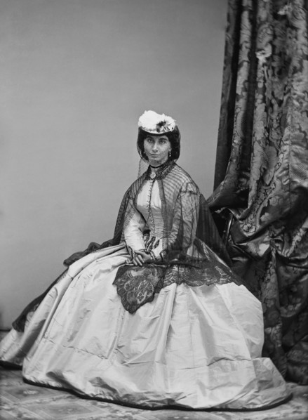 Miss Chapman, Seated Portrait of Woman in Long Dress with Sheer Cape and Veil, Photograph by Mathew Brady, Brady-Handy Collection, 1850's