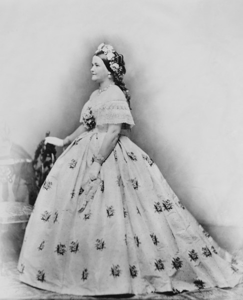 Mary Todd Lincoln, Full-Length Portrait wearing Ball Gown, Brady-Handy Photograph Collection, 1861