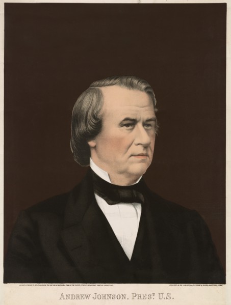Andrew Johnson (1808-75), 17th President of the United States, Head and Shoulders Portrait, Lithograph Bingham & Todd, Hartford, Conn., 1866