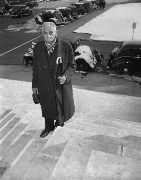 William Andrew Johnson, Former Slave to Former President Andrew Johnson, who was presented with a Silver Handled Cane by President Roosevelt, Portrait on Steps of U.S. Capitol during visit to Washingt...