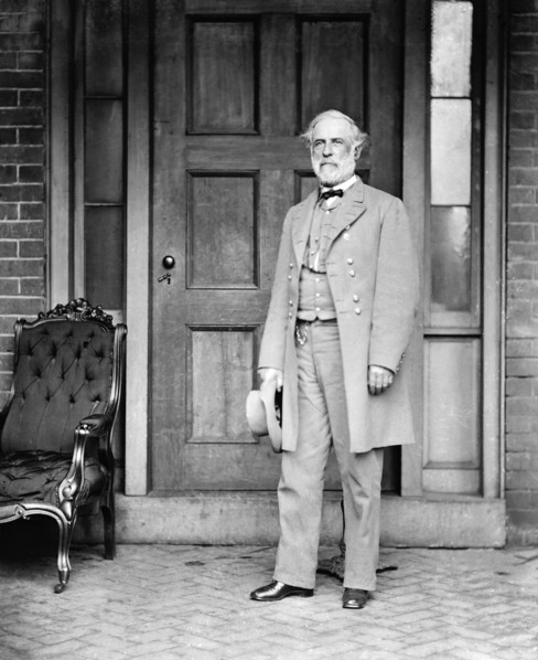 Confederate General Robert E. Lee, Full-Length Portrait in Uniform he had Worn at the Surrender, Back Porch of his Home, Richmond, Virginia, Photo by Mathew B. Brady, April 16, 1865