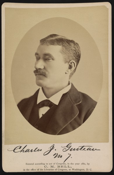 Charles J. Guiteau, Assassin of U.S. President James A. Garfield, Head and Shoulders Portrait taken in Jail, Washington DC, USA, Photograph by Charles Milton Bell, February 6, 1882