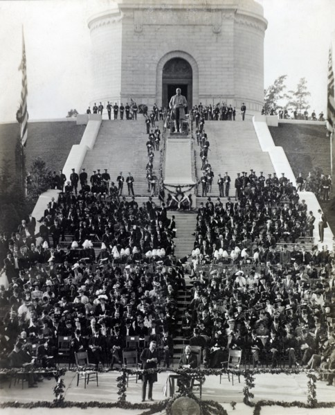 U.S. President Theodore Roosevelt Giving Speech during Dedication of McKinley National Memorial, Canton, Ohio, USA, photograph by Frances Benjamin Johnston, October 1907