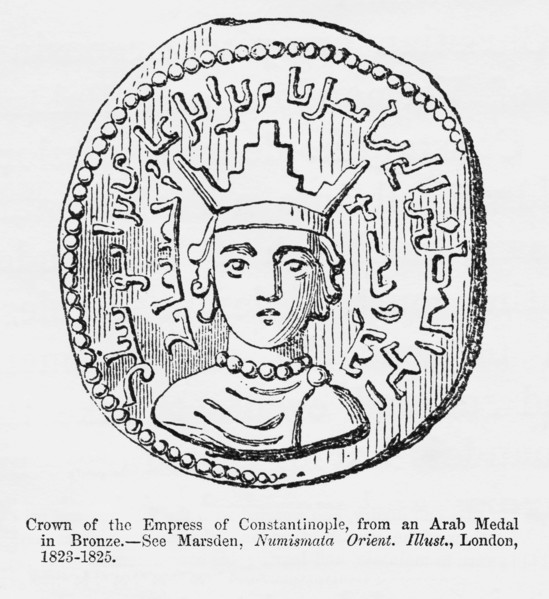 Crown of the Empress of Constantinople, from an Arab Medal in Bronze, Illustration from John Cassell's Illustrated History of England, Vol. I from the earliest period to the reign of Edward the Fourth...