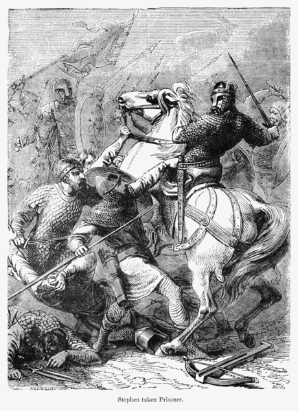 Stephen taken Prisoner, King Stephen I of England taken Prisoner by Robert of Gloucester, Illustration from John Cassell's Illustrated History of England, Vol. I from the earliest period to the reign ...