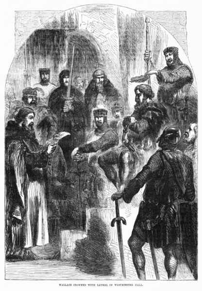 Wallace Crowned with Laurel in Westminster Hall, Illustration from John Cassell's Illustrated History of England, Vol. I from the earliest period to the reign of Edward the Fourth, Cassell, Petter and...