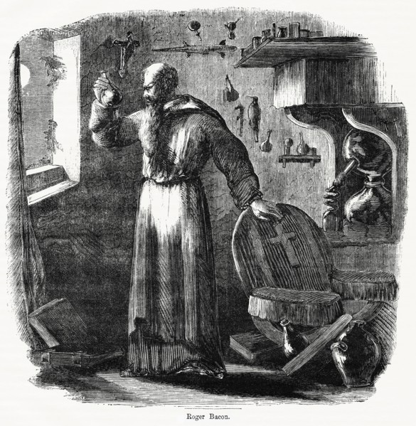 Roger Bacon, 13th century English philosopher and Franciscan friar, Illustration from John Cassell's Illustrated History of England, Vol. I from the earliest period to the reign of Edward the Fourth, ...