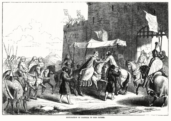 Restoration of Isabella to Her Father, Charles VI, King of France, Illustration from John Cassell's Illustrated History of England, Vol. I from the earliest period to the reign of Edward the Fourth, C...