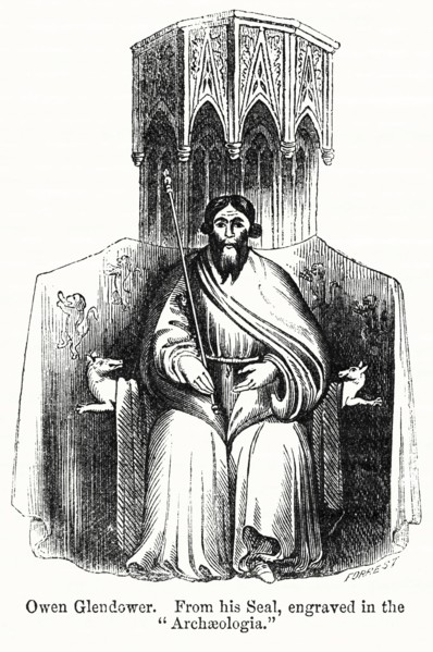 Owen Glendower, Prince of Wales 1404-15, From his Seal, engraved in the “Archeologica”, Illustration from John Cassell's Illustrated History of England, Vol. I from the earliest period to the reign of...