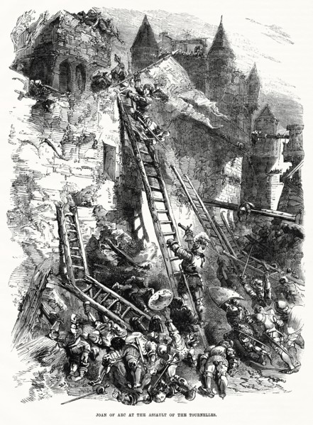 Joan of Arc at the Assault of the Tournelles, Illustration from John Cassell's Illustrated History of England, Vol. I from the earliest period to the reign of Edward the Fourth, Cassell, Petter and Ga...