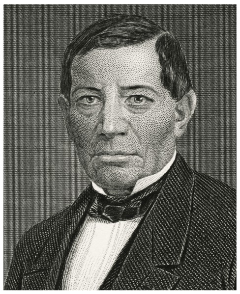 Benito Juarez (1806-72), President of Mexico 1858-72, Head and Shoulders Portrait, Steel Engraving, Portrait Gallery of Eminent Men and Women of Europe and America by Evert A. Duyckinck, Published by ...