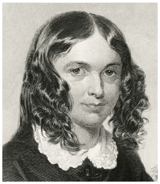 Elizabeth Barrett Browning (1806-61), Prominent English Poet, Head and Shoulders Portrait, Steel Engraving, Portrait Gallery of Eminent Men and Women of Europe and America by Evert A. Duyckinck, Publi...