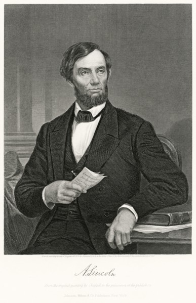 Abraham Lincoln (1809-65), 16th President of the United States, Seated Portrait, Steel Engraving, Portrait Gallery of Eminent Men and Women of Europe and America by Evert A. Duyckinck, Published by He...