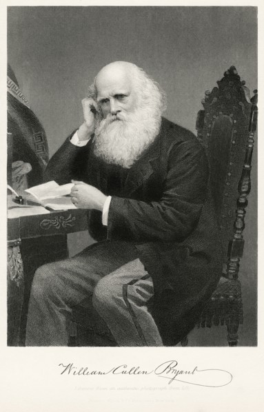 William Cullen Bryant (1794-1878), American Poet, Journalist and Editor of New York Evening Post, Seated Portrait, Steel Engraving, Portrait Gallery of Eminent Men and Women of Europe and America by E...