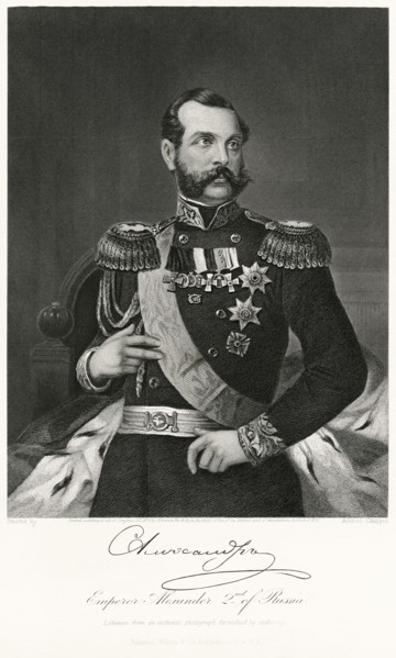 Alexander II (1818-81), Emperor of Russia 1855-81, Half-Length Portrait, Steel Engraving, Portrait Gallery of Eminent Men and Women of Europe and America by Evert A. Duyckinck, Published by Henry J. J...