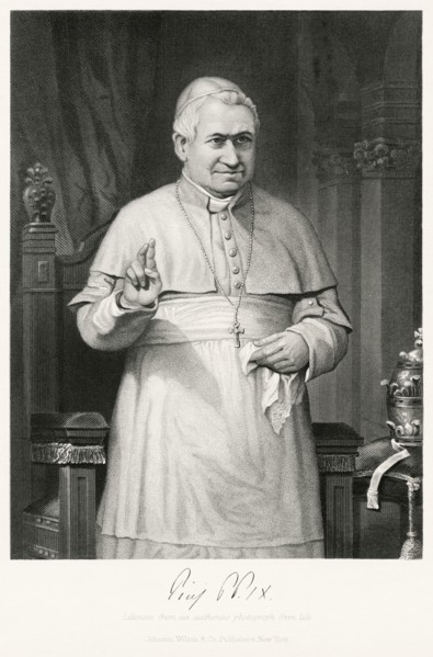 Pope Pius IX (1792-1878), Head of Catholic Church 1846-78, Three-quarter Length Portrait, Steel Engraving, Portrait Gallery of Eminent Men and Women of Europe and America by Evert A. Duyckinck, Publis...