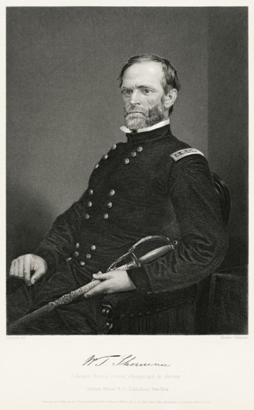William Tecumseh Sherman (1820-1891), Union General During American Civil War, Seated Portrait, Steel Engraving, Portrait Gallery of Eminent Men and Women of Europe and America by Evert A. Duyckinck, ...