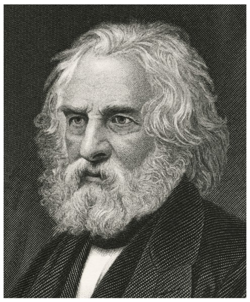 Henry Wadsworth Longfellow (1807-82), American Poet and Educator, Head and Shoulders Portrait, Steel Engraving, Portrait Gallery of Eminent Men and Women of Europe and America by Evert A. Duyckinck, P...
