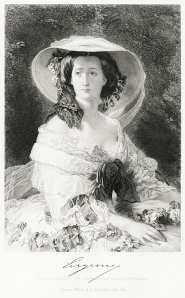 Eugénie de Montijo (1826-1920), Last Empress of France as Wife of Napoleon III, Seated Portrait, Steel Engraving, Portrait Gallery of Eminent Men and Women of Europe and America by Evert A. Duyckinck,...
