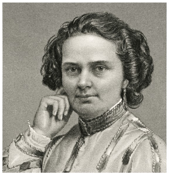 Harriet Hosmer (1830-1908), American Neoclassical Sculptor, Head and Shoulders Portrait, Steel Engraving, Portrait Gallery of Eminent Men and Women of Europe and America by Evert A. Duyckinck, Publish...