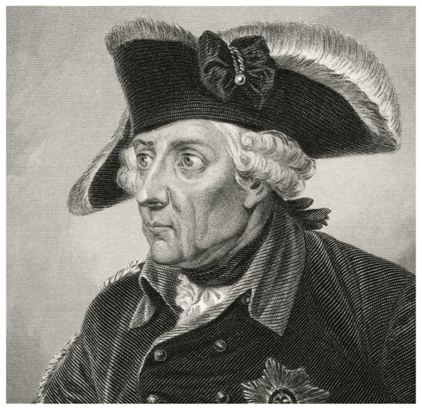 Frederick II (1712-86), King of the Kingdom of Prussia 1740-86, Head and Shoulders Portrait, Steel Engraving, Portrait Gallery of Eminent Men and Women of Europe and America by Evert A. Duyckinck, Pub...