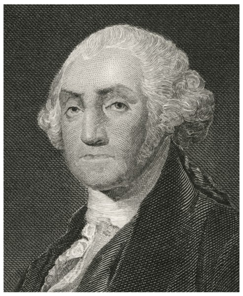George Washington (1732-99), First President of the United States, Head and Shoulders Portrait, Steel Engraving, Portrait Gallery of Eminent Men and Women of Europe and America by Evert A. Duyckinck, ...